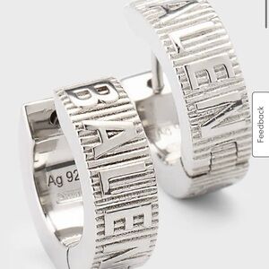 Balenciaga sterling silver logo hoops earrings